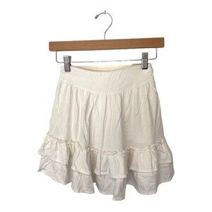 Lands End | White Stretchy Knit Cute Ruffle Skirt Skort Girls S